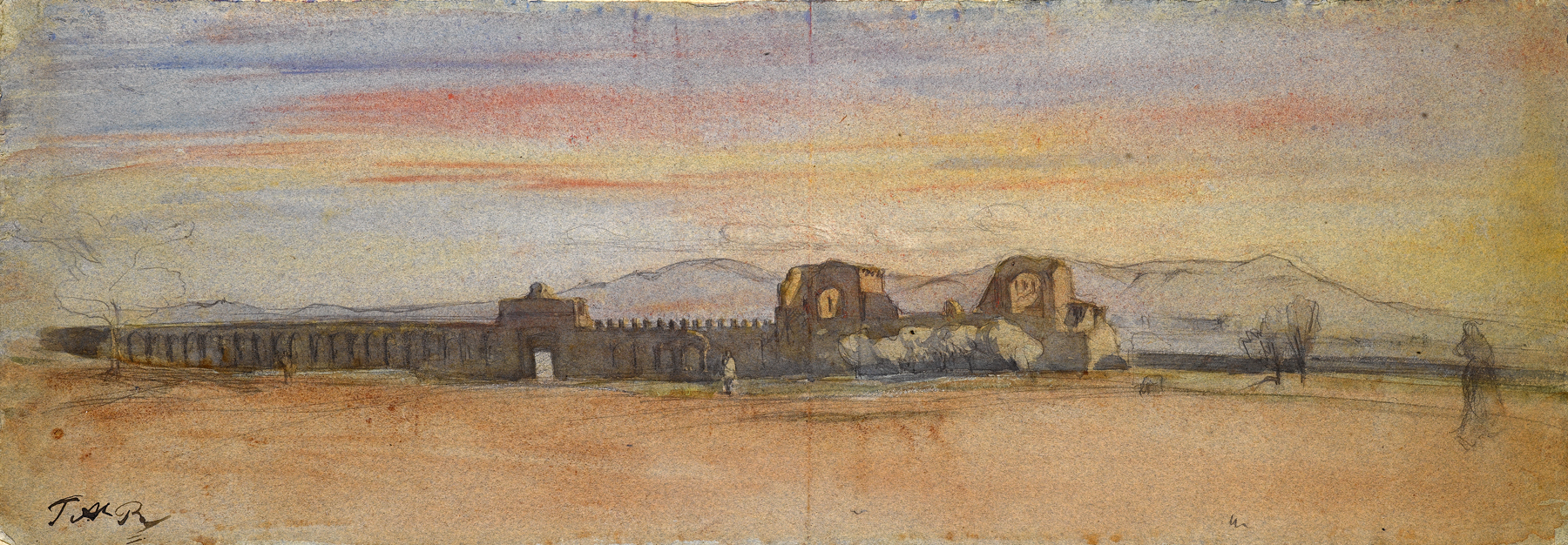 François-Auguste RAVIER | Landscape with Part of the Aurelian Walls of Rome