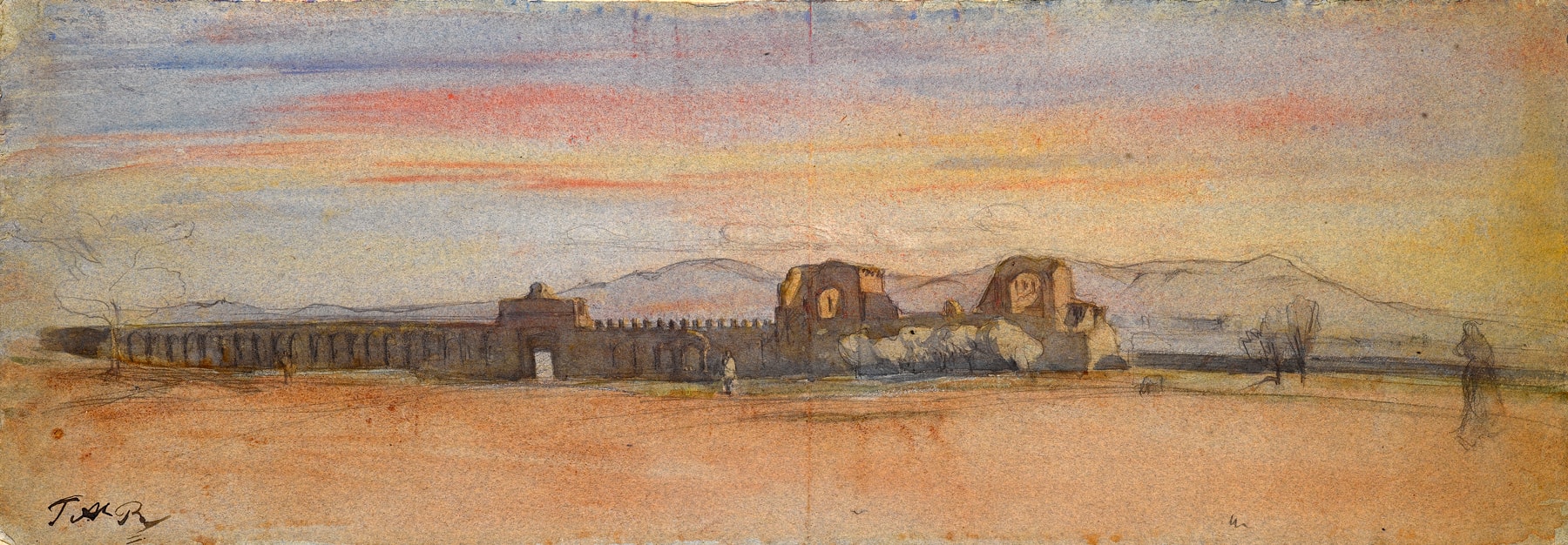 Ravier Background François-Auguste RAVIER | Landscape with Part of the Aurelian Walls of Rome